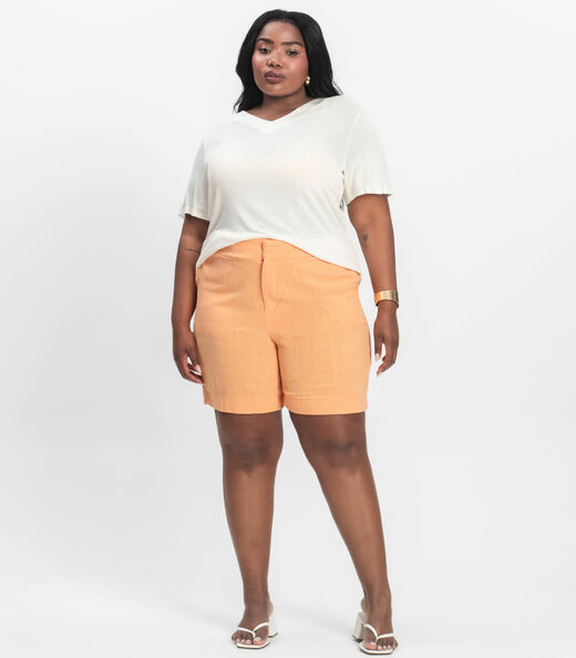 Blusa Visco Tricot Plus Size Secret Glam Bege