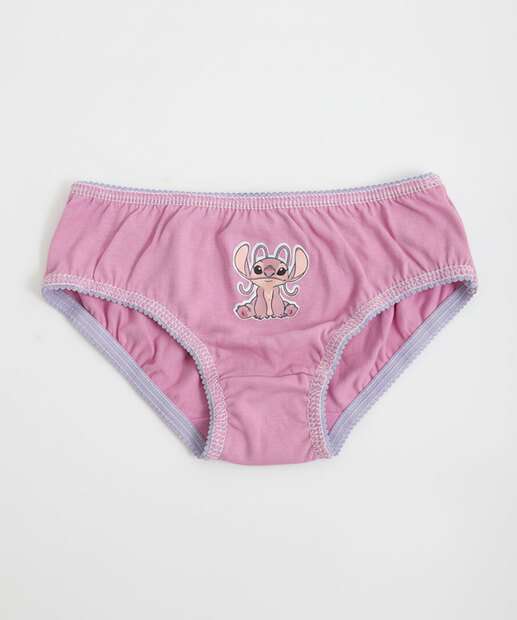 Kit 5 Calcinhas Infantil Stitch Tam 2 a 12 Rosa