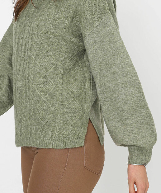Suéter Feminino Tricô Trançado Marisa Verde