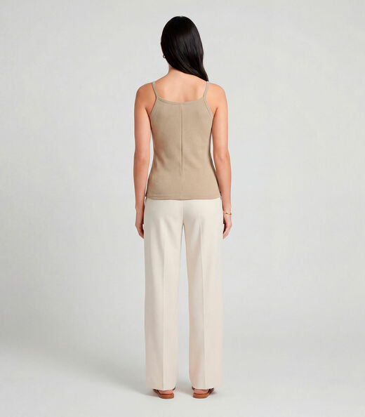 Blusa Feminina Com Alça  Fina Infinita Cor Bege