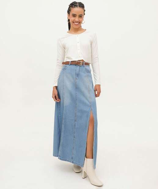 Image_Saia Longa Jeans Feminina Recortes