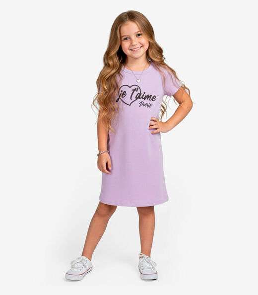 Vestido Feminino Infantil em Molecotton Select Roxo