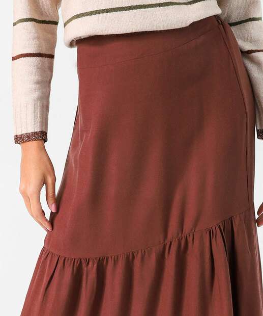 Saia Longa Feminina Lisa Marisa Marrom