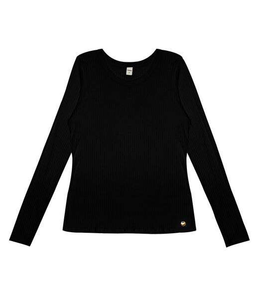 Blusa Manga Longa Canelada Rovitex Preto