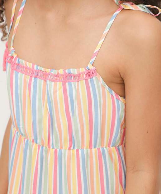 Vestido Infantil Listrado Tam 10 a 16