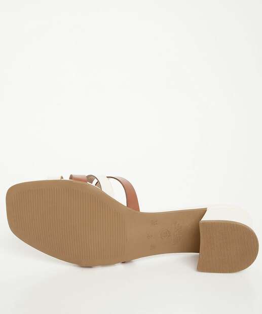 Tamanco Feminino Salto Grosso Renata Mello Off White