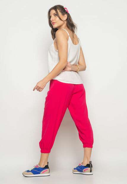 Calça Jogger Viscolinho Rosa Salvatore Fashion