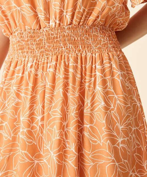 Vestido Feminino Flores Manga Curta Marisa