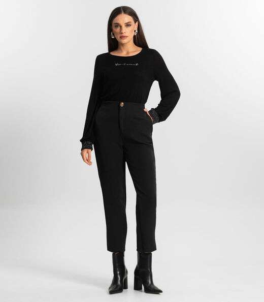 Blusa Manga Longa Tricot Endlles Preto