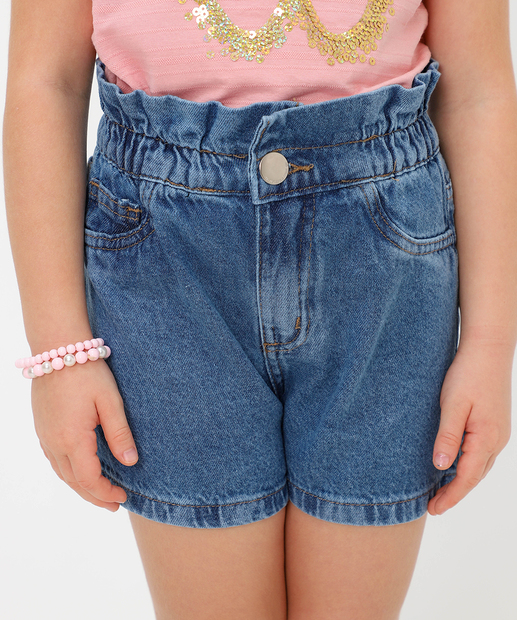Short Infantil Jeans Clochard Bolsos Tam 4 a 10 Azul