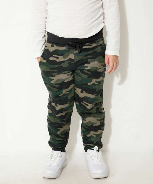 Calça Infantil Jogger Moletom Camuflado MR Tam 4 a 10