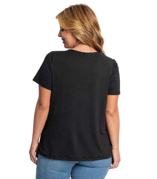 Blusa Feminina Plus Size Franzida Secret Glam Preto