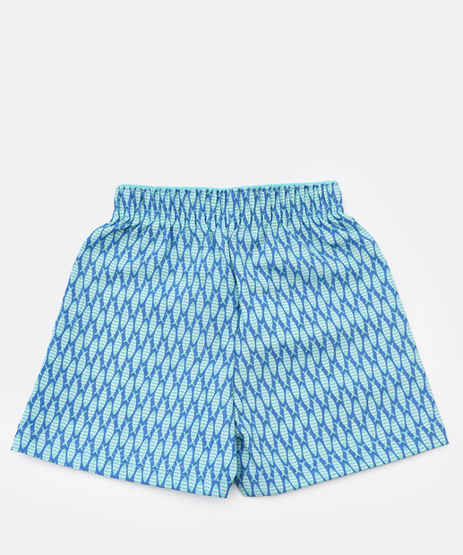 Bermuda Infantil Tactel Peixes Marisa Tam 01 a 03 Azul