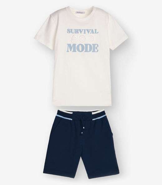 Conjunto Camiseta com Bermuda Trick Nick Bege