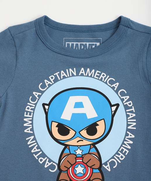 Conjunto Infantil Capitão América Marvel Tam 1 a 3 Azul
