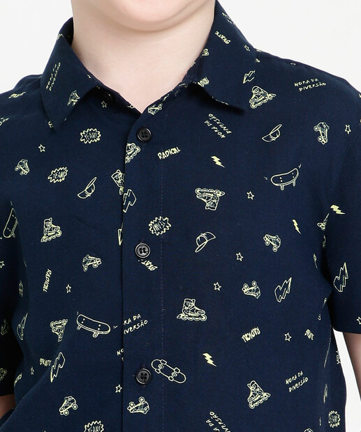 Camisa Infantil Manga Curta Estampada MR Tam 4 a 10