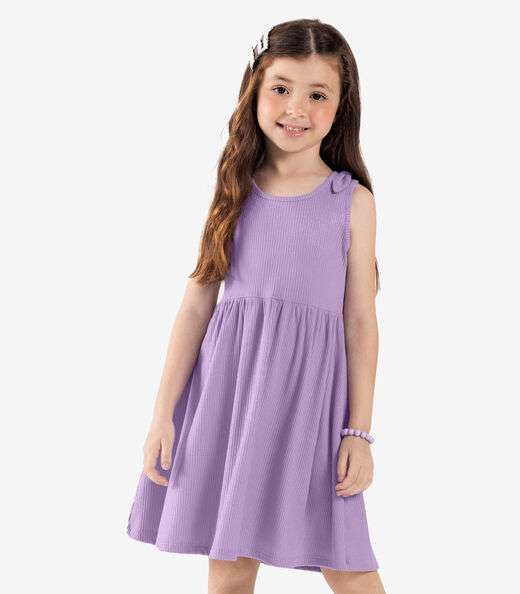 Vestido Infantil Canelado Lurex Rovi Kids Roxo