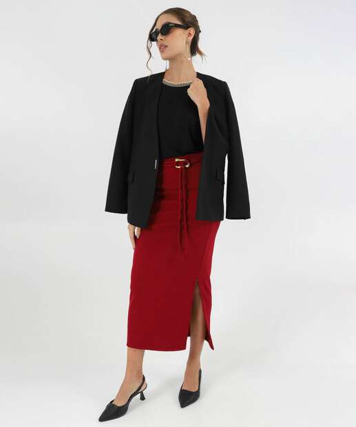 Image_Saia Midi Feminina Textura Amarração Fenda Marisa Vinho