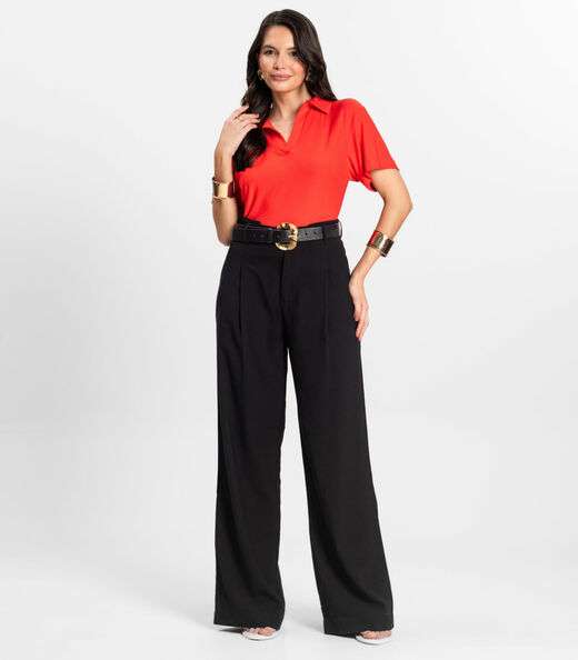 Blusa Feminina Manga Curta em Visco Rovitex Laranja