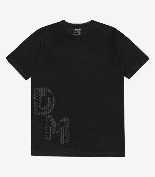 Camiseta Masculina Manga Curta Meia Malha Diametro Preto