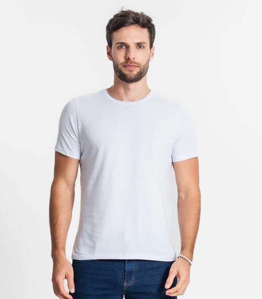 Camiseta Masculina Básica Meia Malha Diametro Branco