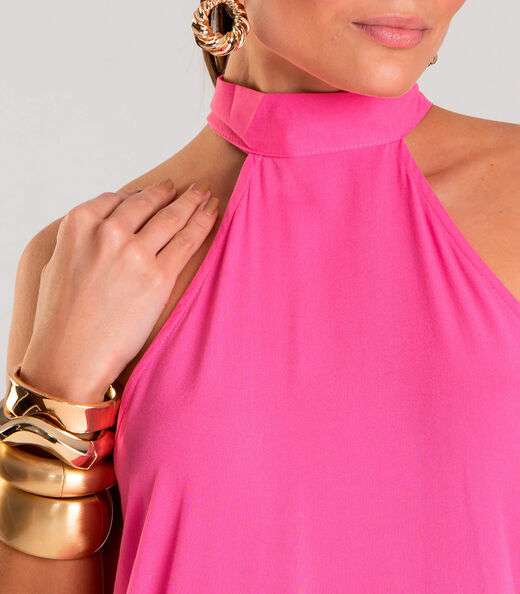 Vestido Curto Feminino Em Viscose Style Box Rosa