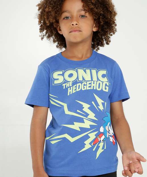 Camiseta Infantil Manga Curta Sonic Tam 4 a 10