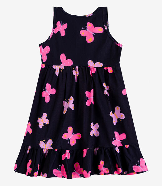 Vestido Infantil em Meia Malha Penteada Select Azul