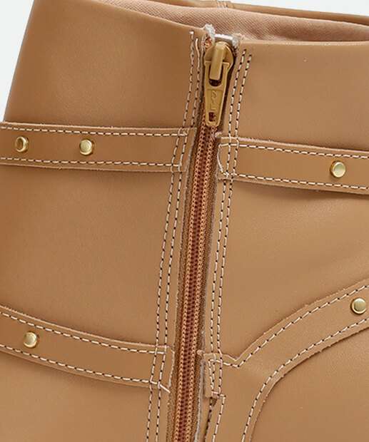 Bota Feminina Cano Curto Salto Grosso Tachas Modare 