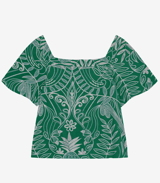 Blusa Manga Curta Plus Size Secret Glam Verde
