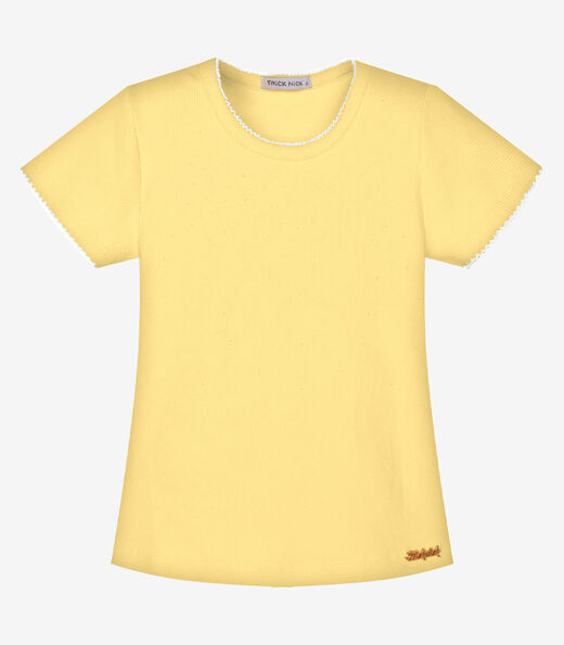 Conjunto Infantil Blusa E Shorts Jeans Trick Nick Amarelo