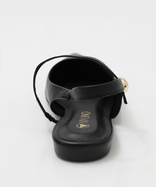 Sapatilha Feminina Slingback Bico Fino Via Uno Preto