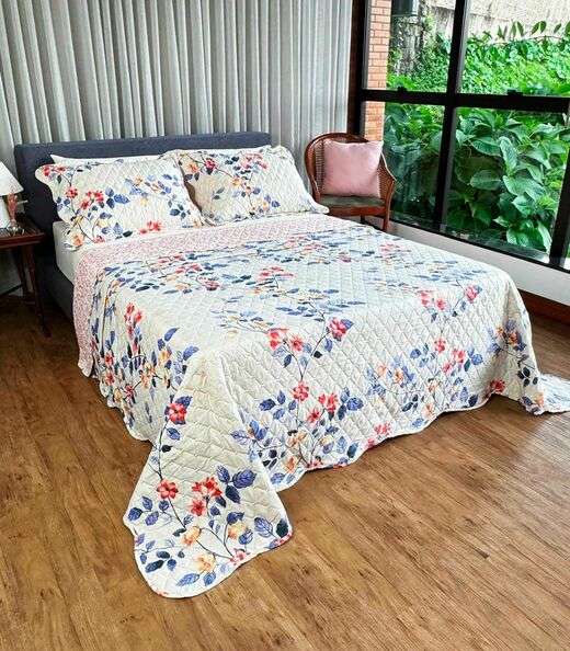 Cobreleito Casal Estampado Dupla Face Lepper Azul