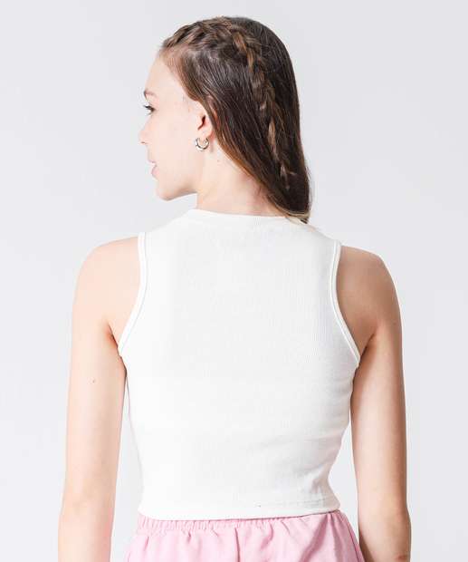 Blusa Juvenil Regata Canelado Marisa Tam 10 a 16 Off White