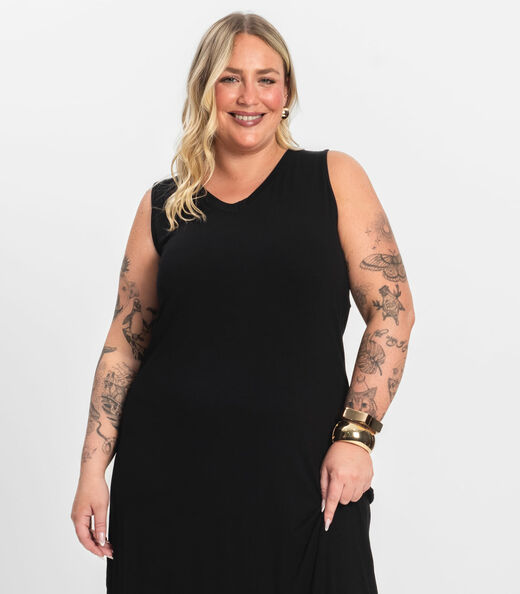 Vestido Longo Plus Size Infinita Cor Preto
