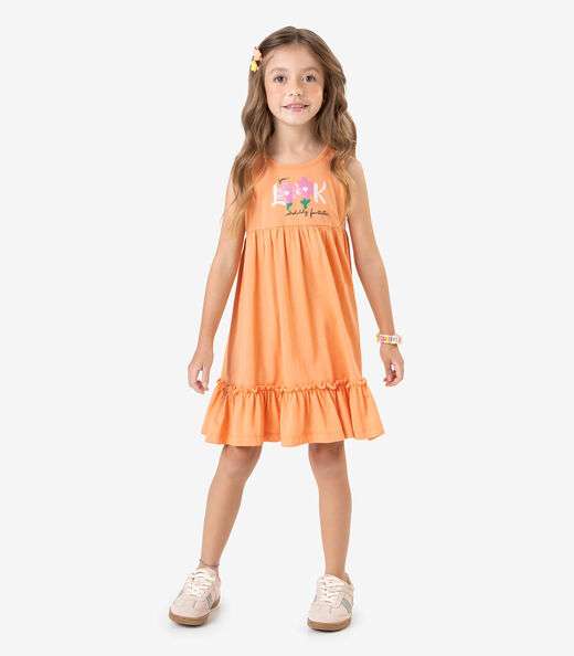 Vestido Feminino Meia Malha Rovi Kids Laranja