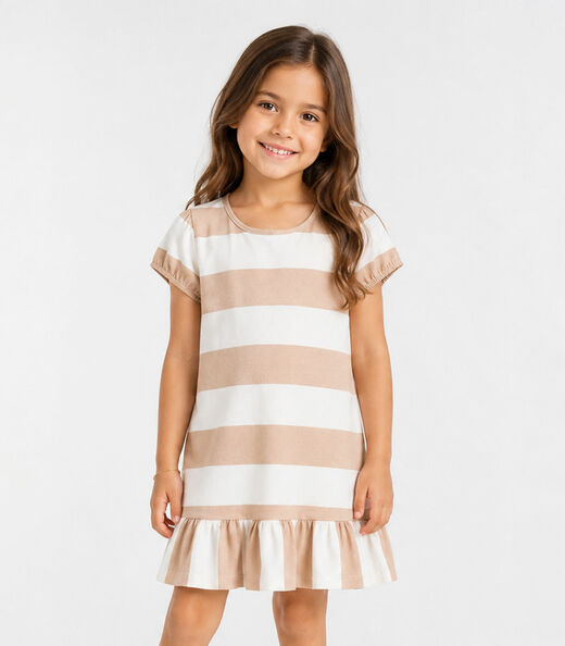 Image_Vestido Infantil Menina Em Cotton Leve Select Bege
