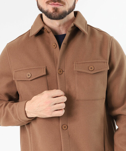 Casaco Masculino Polivelour Bolsos MR Caqui