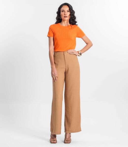 Blusa Feminina Manga Curta Select Laranja