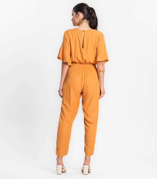 Macacão Feminino Em Viscose Sarjada Endless Marrom