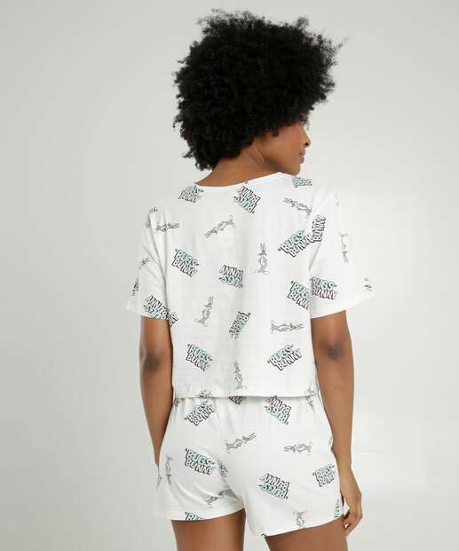 Pijama Feminino Pernalonga Manga Curta Looney Tunes