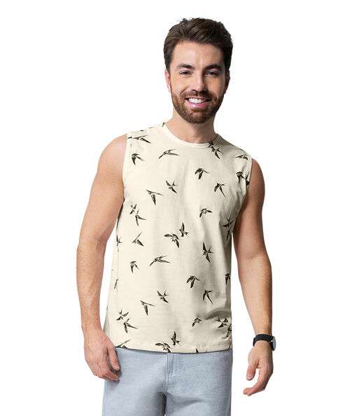 Regata Masculina Pássaros Rovitex Bege