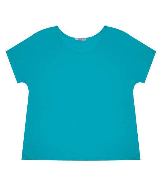 Image_Blusa Manga Curta Feminina Plus Size Secret Glam Azul