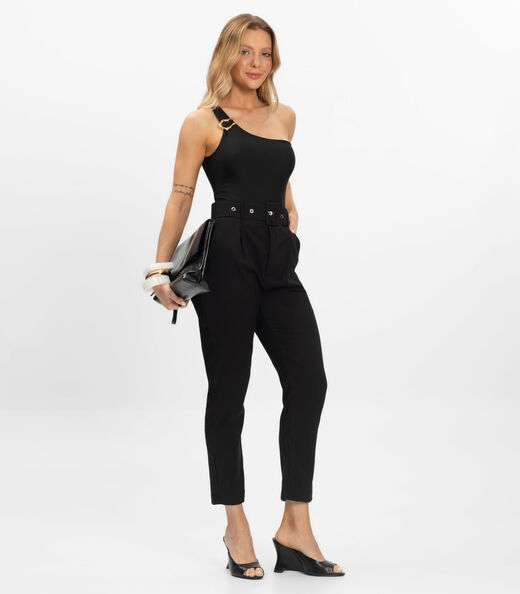 Body Feminino Um Ombro Só Com Detalhe Select Preto