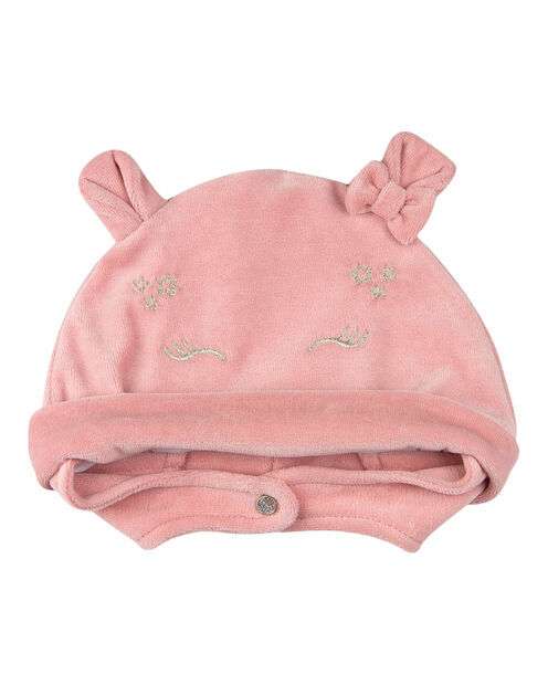 Touca de Bebê Plush Bordado Olhos com Estrelinhas - Salmão