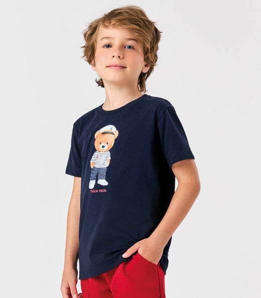 Conjunto Infantil Camiseta Com Bermuda Trick Nick Azul