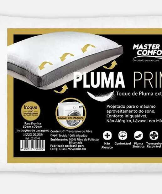 Travesseiro Pluma Prime Master Comfort 1 Peça