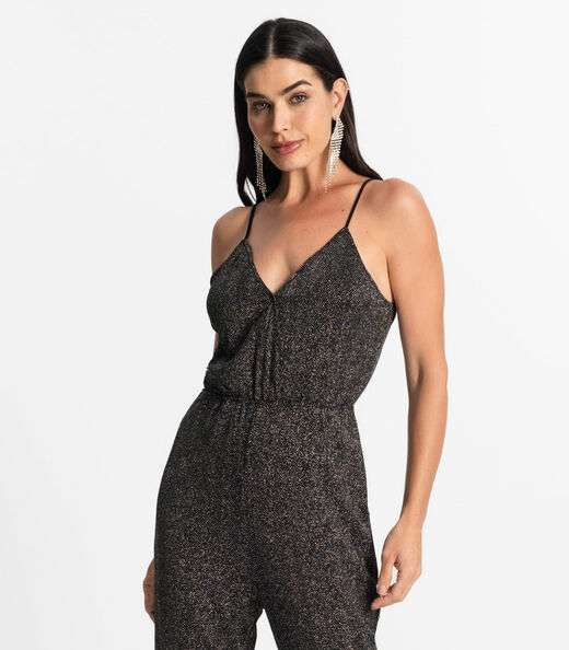 Macacão Feminino Em Lurex Endless Cinza