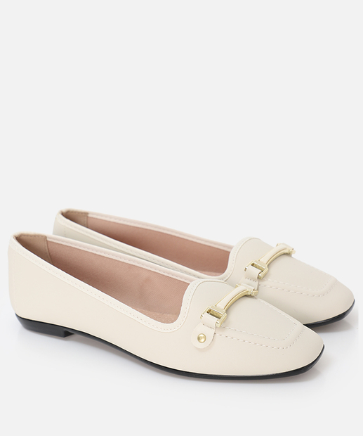 Sapatilha Feminina Bico Quadrado Moleca Off White