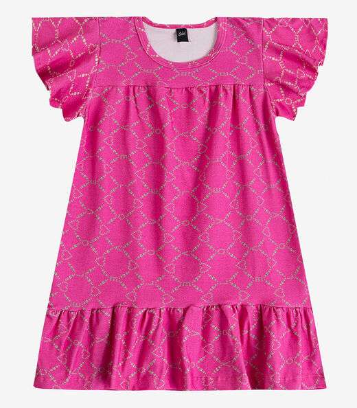 Vestido Infantil Com Manga Godê Select Rosa